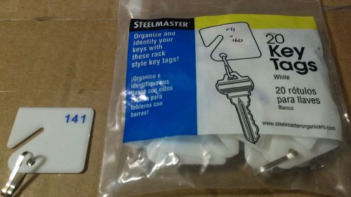 Mmf key tags #141-160 square white for steelmaster slotted rack tags 20 per bag for sale