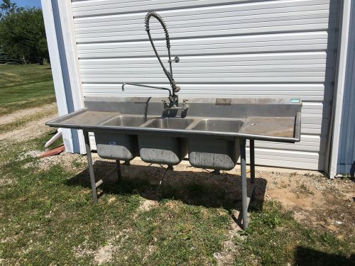 3 compartment sink with spray faucet for sale