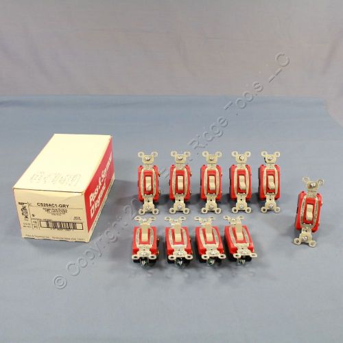 10 Pass &amp; Seymour COMMERCIAL Toggle Light Switches 20A CS20AC1-GRY