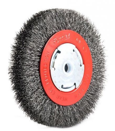 Forney 72752 arbor coarse crimped wire bench wheel brush, 6&#034; x 1/2-5/8&#034; for sale