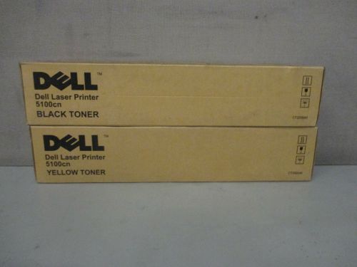 GENUINE DELL CT200543 CT200546 5100CN LOT OF 2 BLACK/YELLOW LASER TONER~SEALED