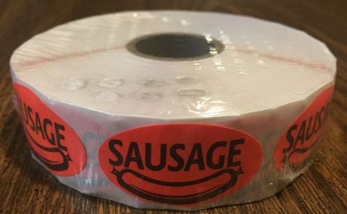 Sausage Deli Label / Sticker ORANGE 1 1/2&#034; X 7/8&#034; 1000 Count Roll New Oval