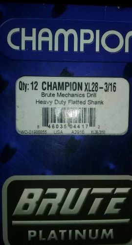 CHAMPION XL28-3/16 Brute Platinum 3/16&#034; Heavy Duty Drill Bit, Steel, Qty-12