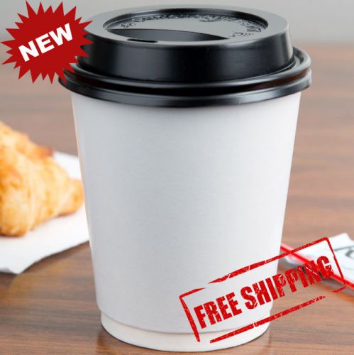 12oz. White Cafe Coffee Shop Beverage Paper Hot Cups,1000 per Case with LIDS