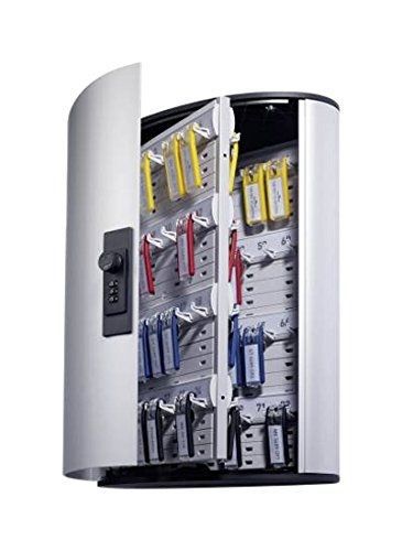 Durable Locking Key Cabinet, 72-key, Brushed Aluminum, 11 7/8-Inch by 4 3/4-Inch