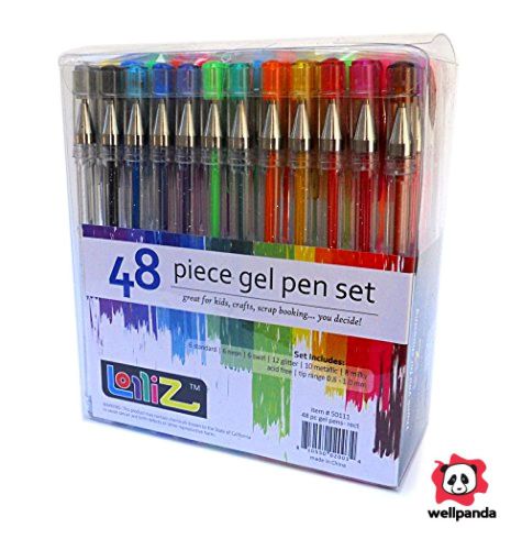 LolliZ Gel Pens 48 GelPen Tray Set Assorted Colors Adult Book Art
