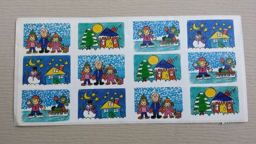 Envelope Stickers-- Winter Cartoons - 12 Count
