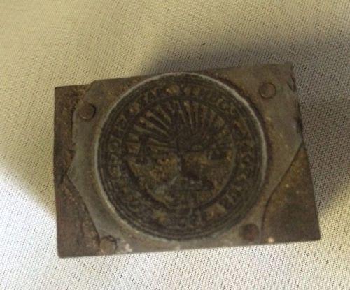 Vintage Letterpress Printing Block Suffolk County Bar Association Seal 1908 N.Y.