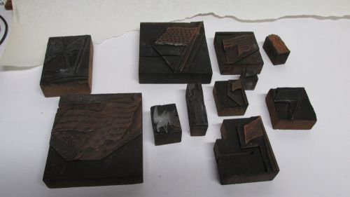 VINTAGE American Flag USA Metal Wood Letterpress Printing Block Type NICE