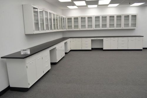 34&#039; hamilton base laboratory bench &amp; 29&#039; wall cabinets w/ tops (pa4-l361)(3) for sale