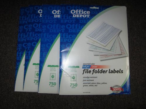 Lot of 4 x office depot 220-464 file folder labels inkjet / laser 750 labels for sale