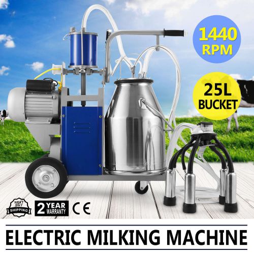 Electric Milking Machine For Farm Cows W/Bucket 25kg 304 Stainless Steel Vacuum