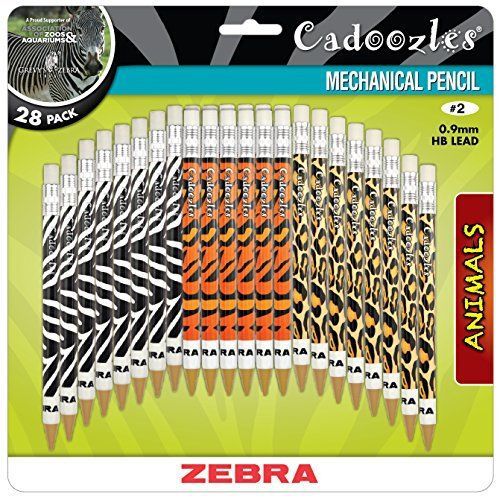 Zebra Pen Cadoozle Animals Mechanical Pencil, 0.9mm, Assorted, 28-Pack (51628)
