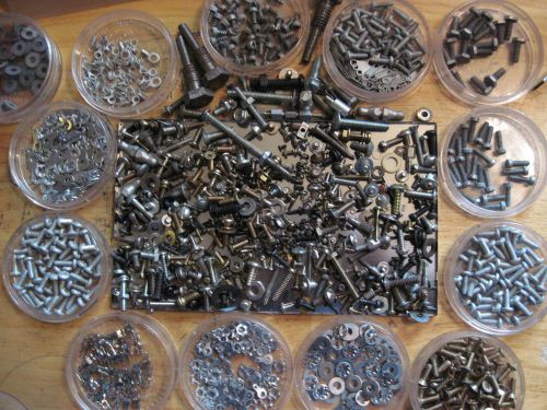 Huge lot tiny screws electronics nuts washers stainless brass 1500 + pieces for sale