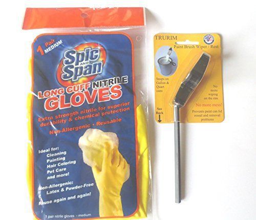 Long Cuff Nitrile Gloves and Paint Brush Wiper/rest Bundle -2 Items
