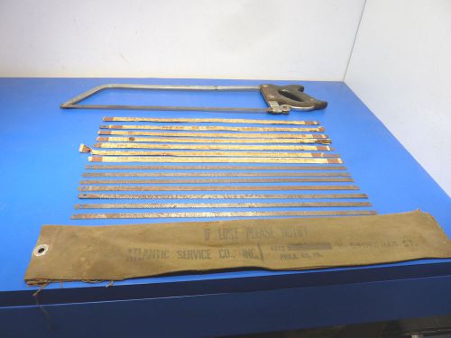 Vintage hook-eye neversold butchers meat saw 2l4b4,28&#034; long,7 new,7 used blades for sale