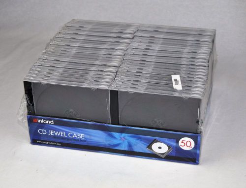 New 50 Pack CD Jewel Case | 10mm Clear Top, Black Base