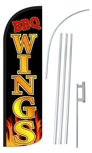 BBQ Wings Extra Wide Windless Swooper Flag Jumbo Sign Banner KIT made in USA