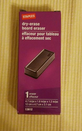 Staples Dry Board Eraser 4.7 in x 1.8 in Ref# 13612 Black office New in Box