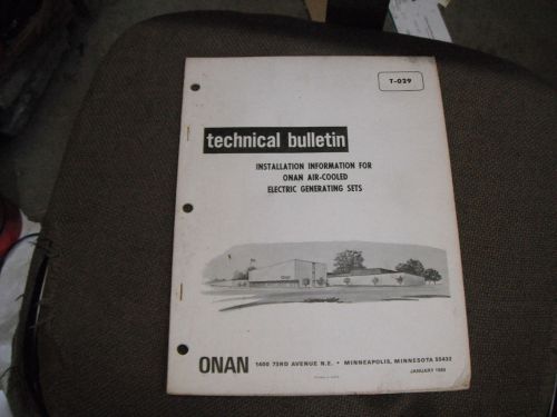 ONAN Technical Bulletin Book Air Cooled SERVICE Parts MANUAL Electric Generator