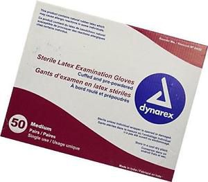 Dynarex Latex Exam Gloves- Sterile - Medium - 50 pr