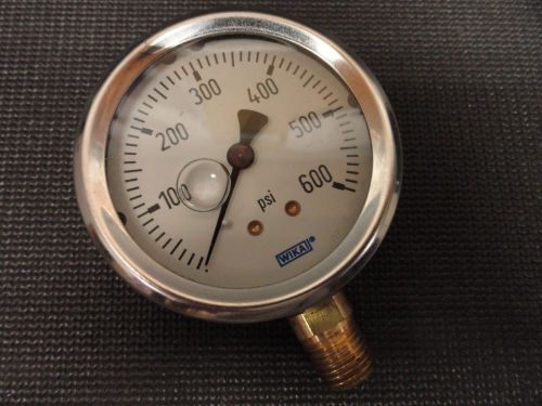 Wika liquid filled 0-600 psi gauge w/ 2.5&#034; display, 1/4&#034; male for sale
