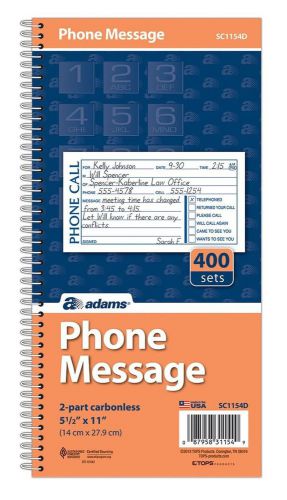 Adams Phone Message Book Carbonless Duplicate 5.50 x 11 Inches 4 Sets per Pag...