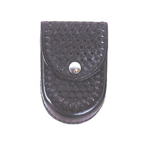 Stallion leather  covered standard handcuff holder black bw brass snap for sale