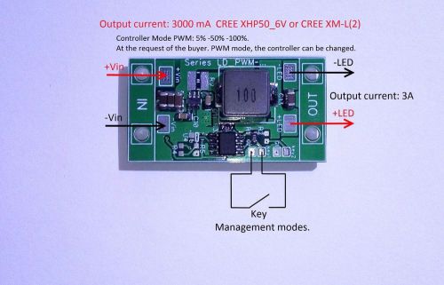 Led driver ld_pwm-3a, control pwm, current: 3a, dc 5v-27v multi-mode xhp50, xm-l for sale