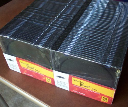 100 Belkin Black Slim-Style CD DVD Jewel Cases, 5.0mm, New Original Packaging