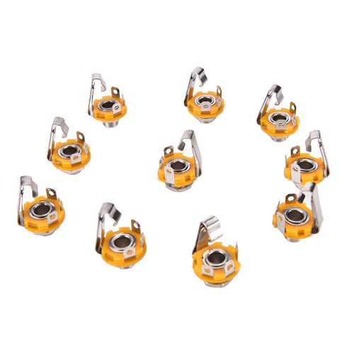 10pcs/set mono 1/4&#034; 6.35mm id socket jack connector panel mount guitar plate hu for sale