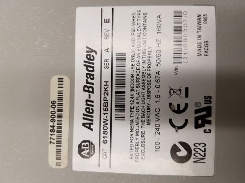 Allen Bradley 6180W-15BP2KH  Ser. A   Rev. E