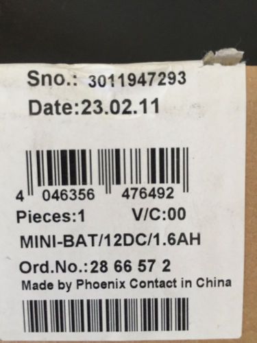 Phoenix Contact Mini-BAT/12DC/1.6AH New In Box