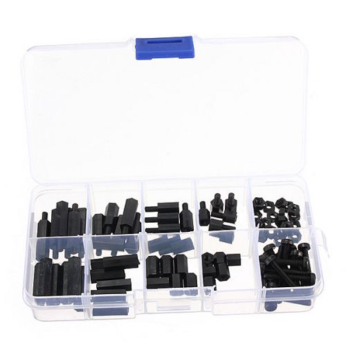 88Pcs Nylon Assorted M-F Hex Spacers Screw Nut Stand-off Kit Set with Box