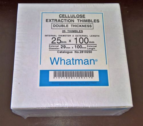 Cellulose Extraction Thimbles Box (25 Thimbles), Double Thickness, 25mm x 100mm