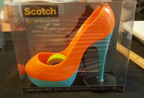 Scotch Tape Dispenser  EXPRESSIONS High Heel Shoe Stiletto ORANGE/TEAL  NEW