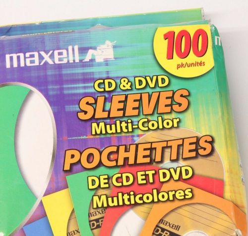 Maxell 190132-CD403 CD/DVD Storage Sleeves - 100 Pack - Assorted Colors