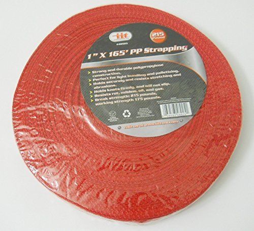 Red PP Strapping 1 Inch x 165 Feet Polypropylene Construction 215 Pound Weight