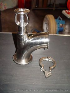 Used 3&#034; Y Tri Clover Sanitary Stainless Fitting and Clamp FREE SHIPPING