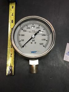 Wika 0-5000 psi gauge, 4&#034; face, model: 233.54 4&#034;, 1/2&#034; male npt conn., new for sale