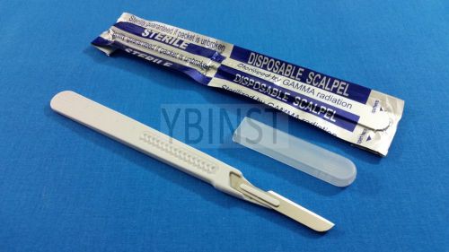 5 pcs disposable sterile surgical scalpels #16 with graduated plastic handle for sale