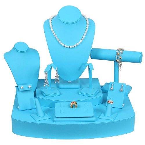 22 Piece Leather Turquoise Jewelry Display Set