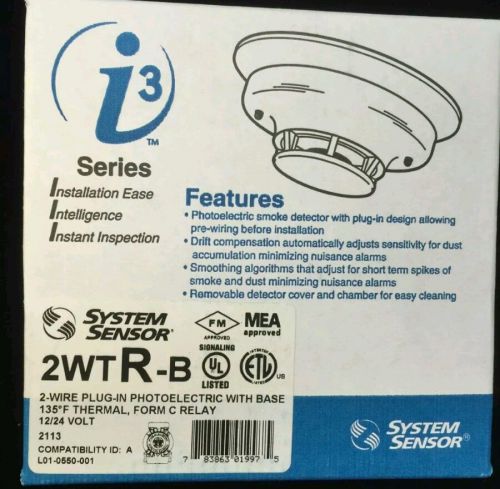 System Sensor 2WTR-B Smoke Detector 2-wire 12/24volt fire alarm