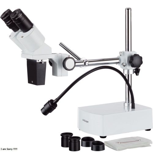10X-20X LED Binocular Stereo Microscope Boom Arm with Gooseneck Light