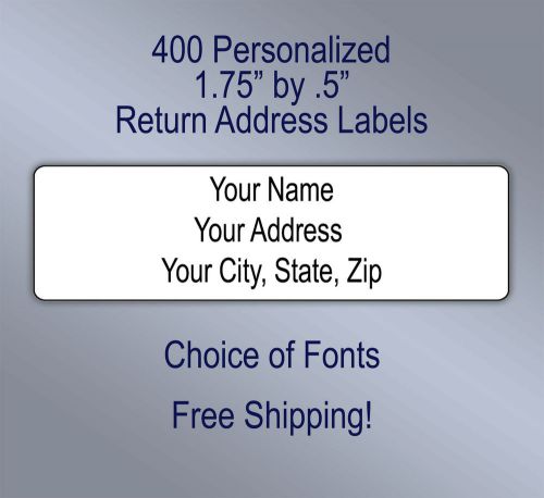 400 Plain Personalized Self Adhesive Printed Return Address Labels Center Align