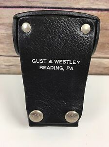 Vtg Leather Radio Holder CB Black Gust Westley Reading PA Belt Holder