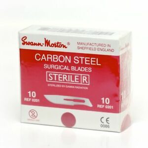 Swann Morton No. 10 Red Carbon Steel Dermaplaning Blades - Box of 100