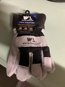 WELLS LAMONT Mens COLD WEATHER Heavy Duty Cowhide Palm Leather Gloves Large