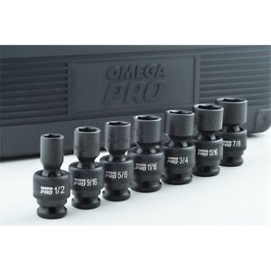 83020  7 Piece 1/2&#034; Drive Swivel SAE Impact Sockets from Omega Tools