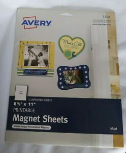 Avery 3270 White Printable Magnet Sheets  5 Full Sheets - 8.5&#034; x 11&#034; - InkJet